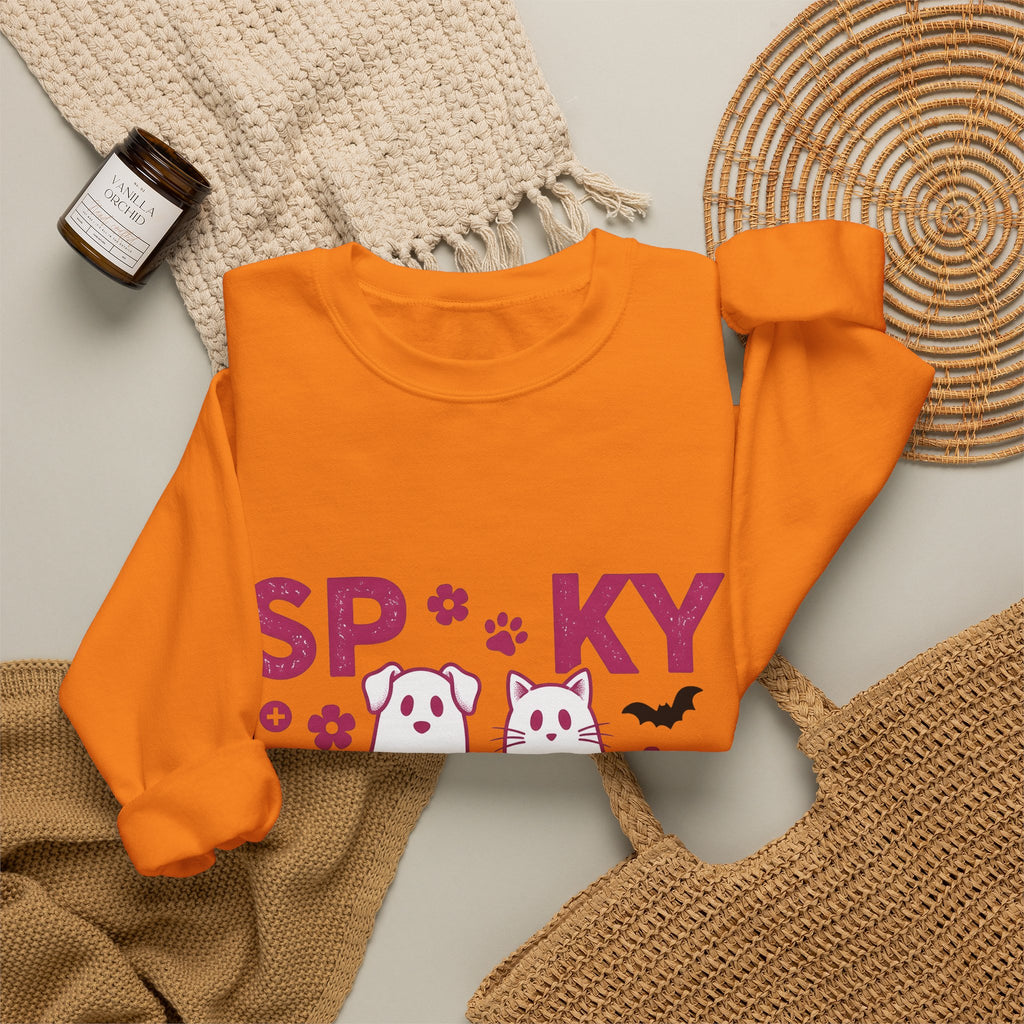 Spooky Dog Cat Sweatshirt Vet Tech Holiday Gift Women Adorable Sweatshirt Halloween Cat Sweatshirt Veterinary Technician Fan Cute Sweatshirt Christmas Graphic