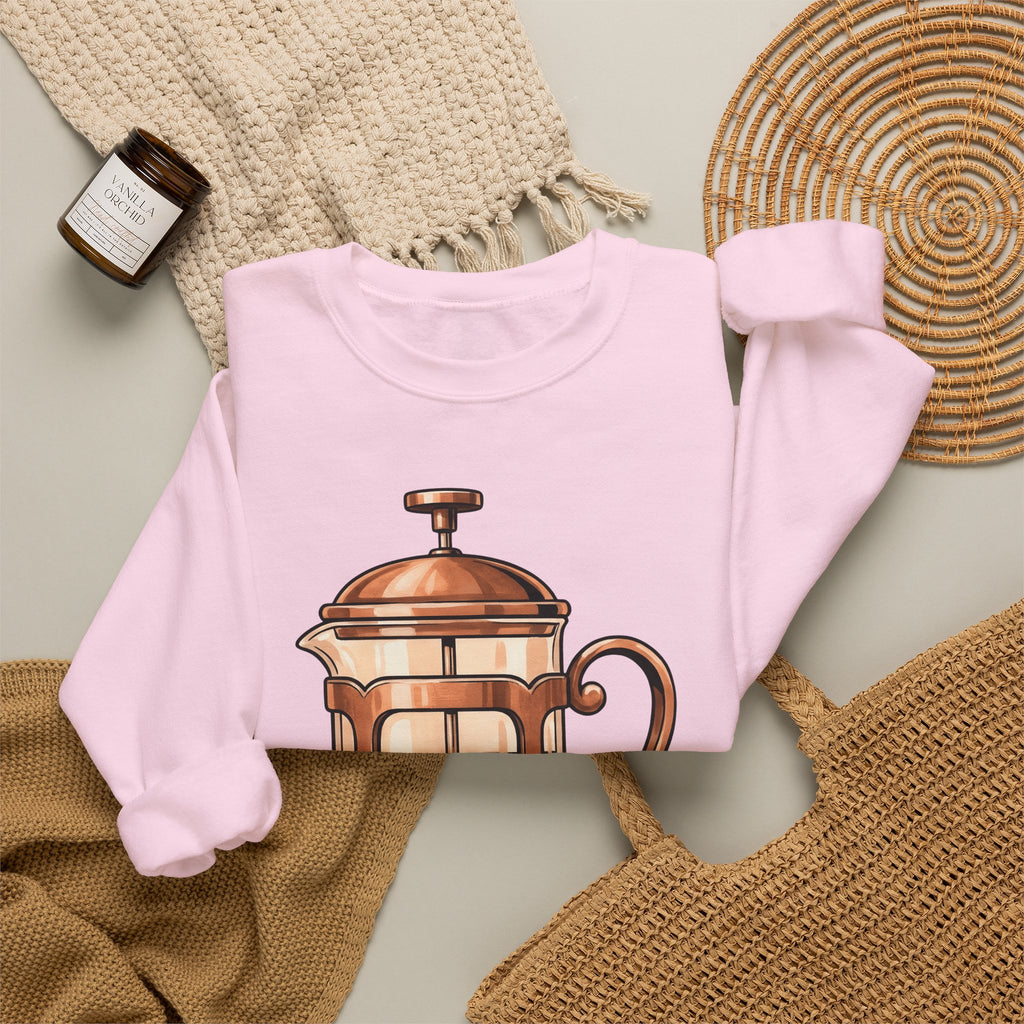 French Press Sweatshirt Coffee Bakeware Gift Women Line Art Sweatshirt Cafetiere Sweatshirt Coffee Fan Baking Graphic Sweatshirt Watercolor Coffee Sweatshirt