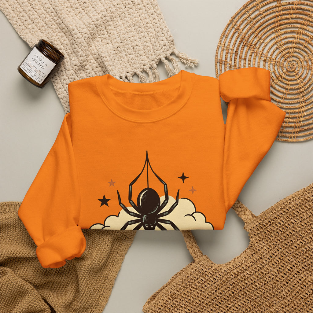 Spider Flask Sweatshirt Halloween Eerie Gift Women Typography Sweatshirt Flask Sweatshirt Horror Fan Gothic Sweatshirt Spooky Graphic Classic Glitter Sweatshirt