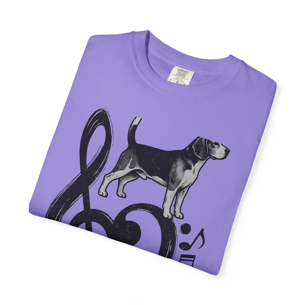 Beagle Pet T-Shirt Dog Sound Gift Women Classic T-Shirt Hound T-Shirt Dog Fan Puppy T-Shirt Music Graphic Doodle Note Symbols T-Shirt