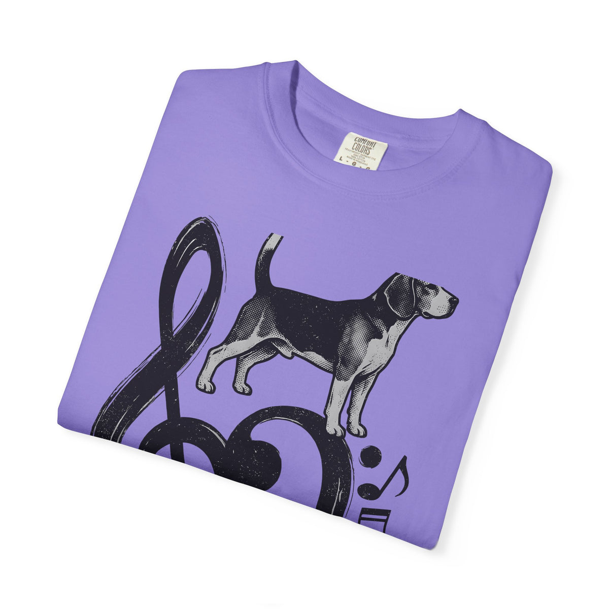 Beagle Pet T-Shirt Dog Sound Gift Women Classic T-Shirt Hound T-Shirt Dog Fan Puppy T-Shirt Music Graphic Doodle Note Symbols T-Shirt