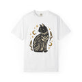 Astral Cat T-Shirt Boho Chic Esoteric Gift Women Ethnic T-Shirt Celestial Cat T-Shirt Bohemian Fan Tribal T-Shirt Mystical Graphic Sleek Moonlight