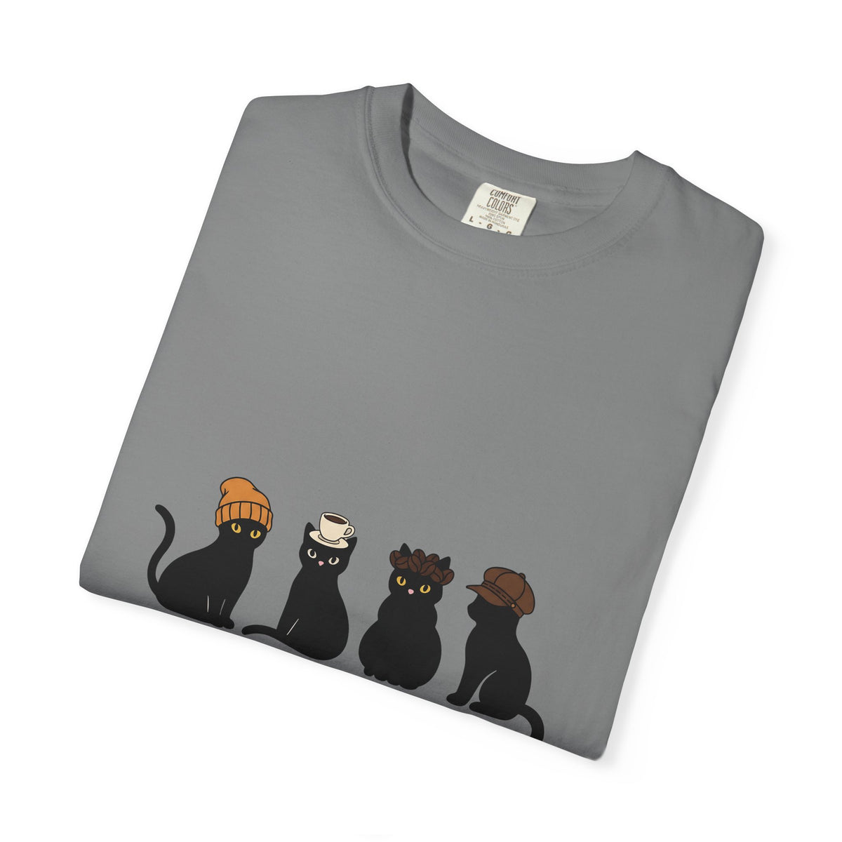Black Cat T-Shirt Cat Cafe Gift Women Kawaii T-Shirt Kitty T-Shirt Cat Fan Feline T-Shirt Coffee Graphic Minimal Simple Hat T-Shirt
