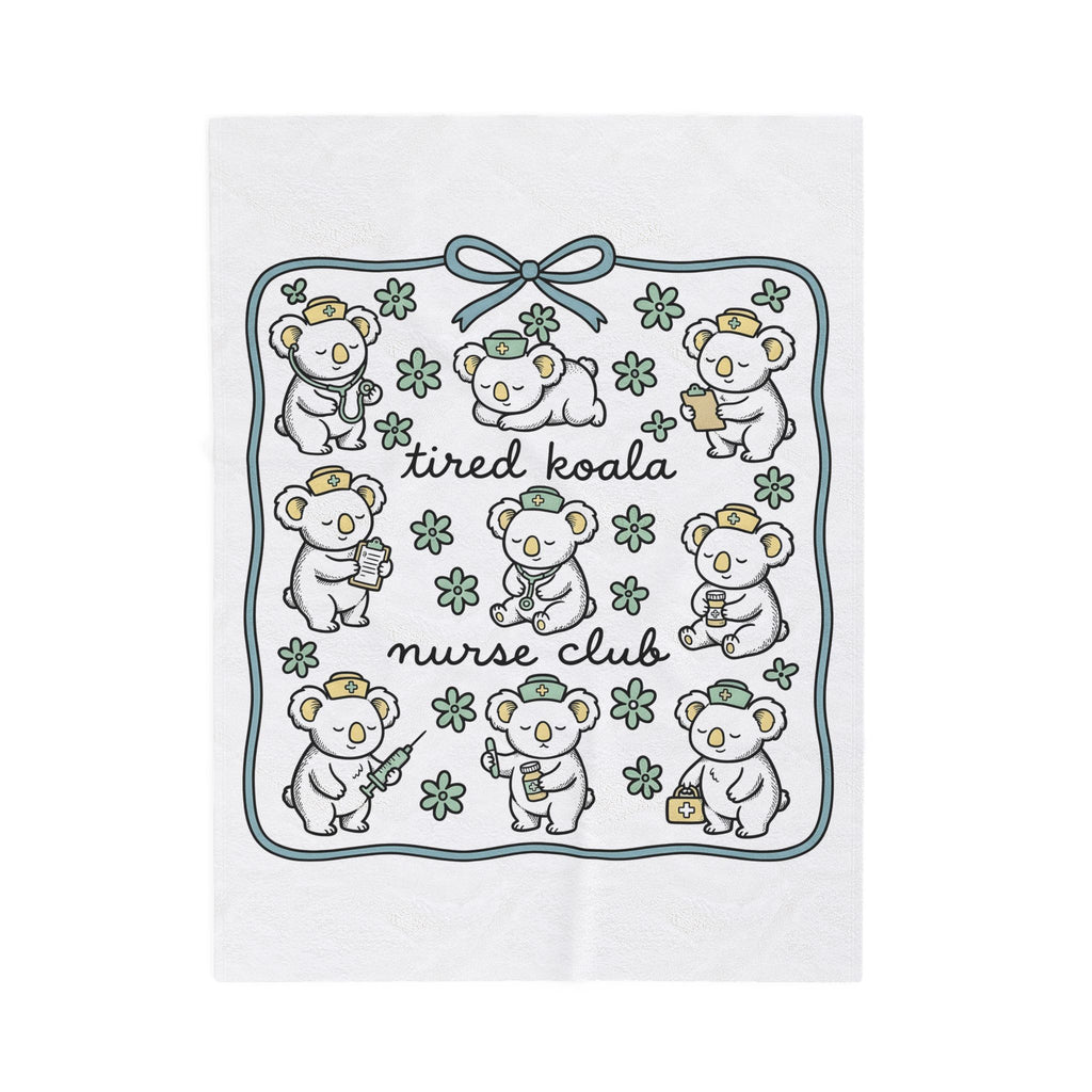 Medical Koala Blanket Nurses Fauna Gift Women Sweet Blanket Koala Blanket Nurse Enthusiast Cute Blanket Wildlife Graphic Doodle Florals Blanket