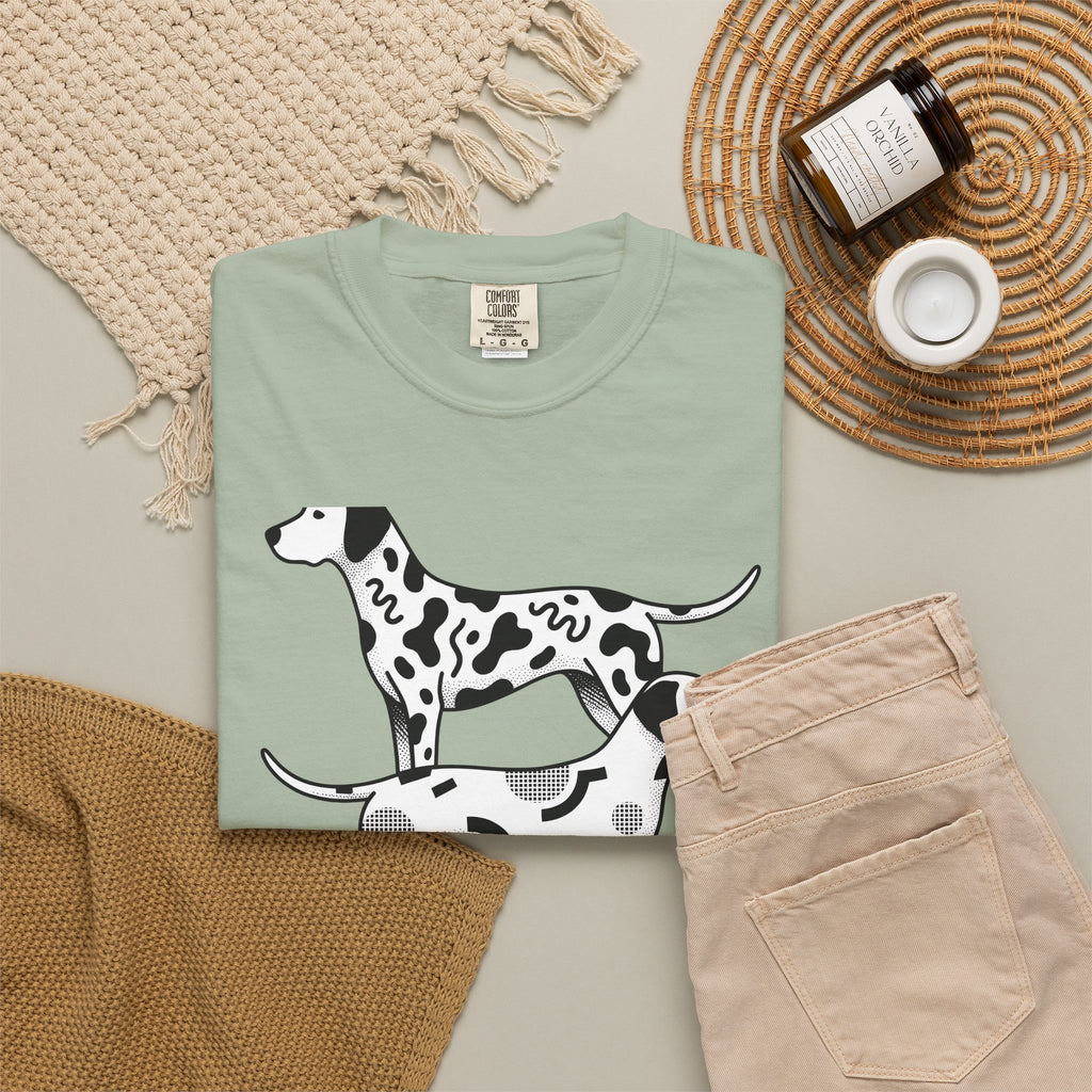 Dalmatian T-Shirt Dog Fauna Gift Women Flat T-Shirt Dalmatian T-Shirt Dog Fan Graphic Design Illustration Sketch Spot Design T-Shirt