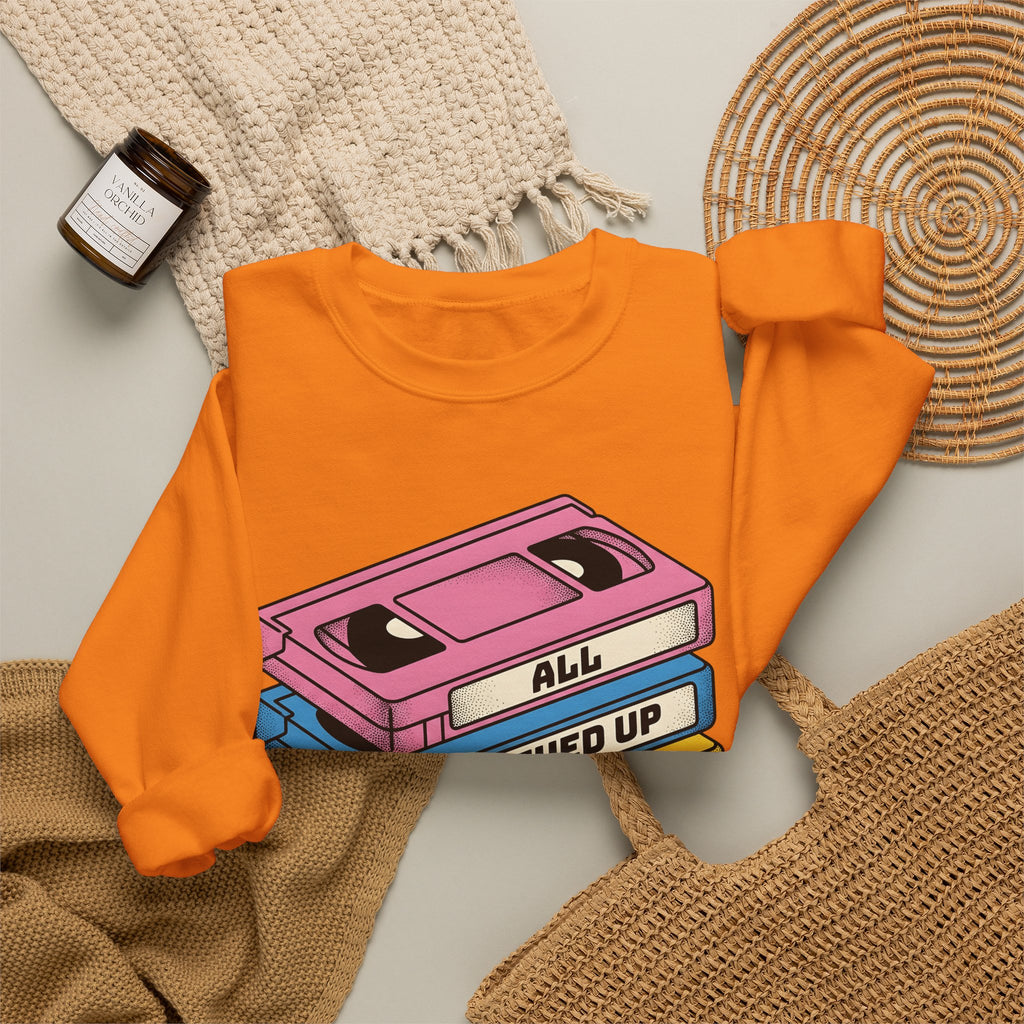 Vhs Tape Stack Sweatshirt St Valentine's Day Nostalgia Gift Women Retro Sweatshirt Videotape Sweatshirt Valentine Fan Vintage Sweatshirt Retro Illustration Pop