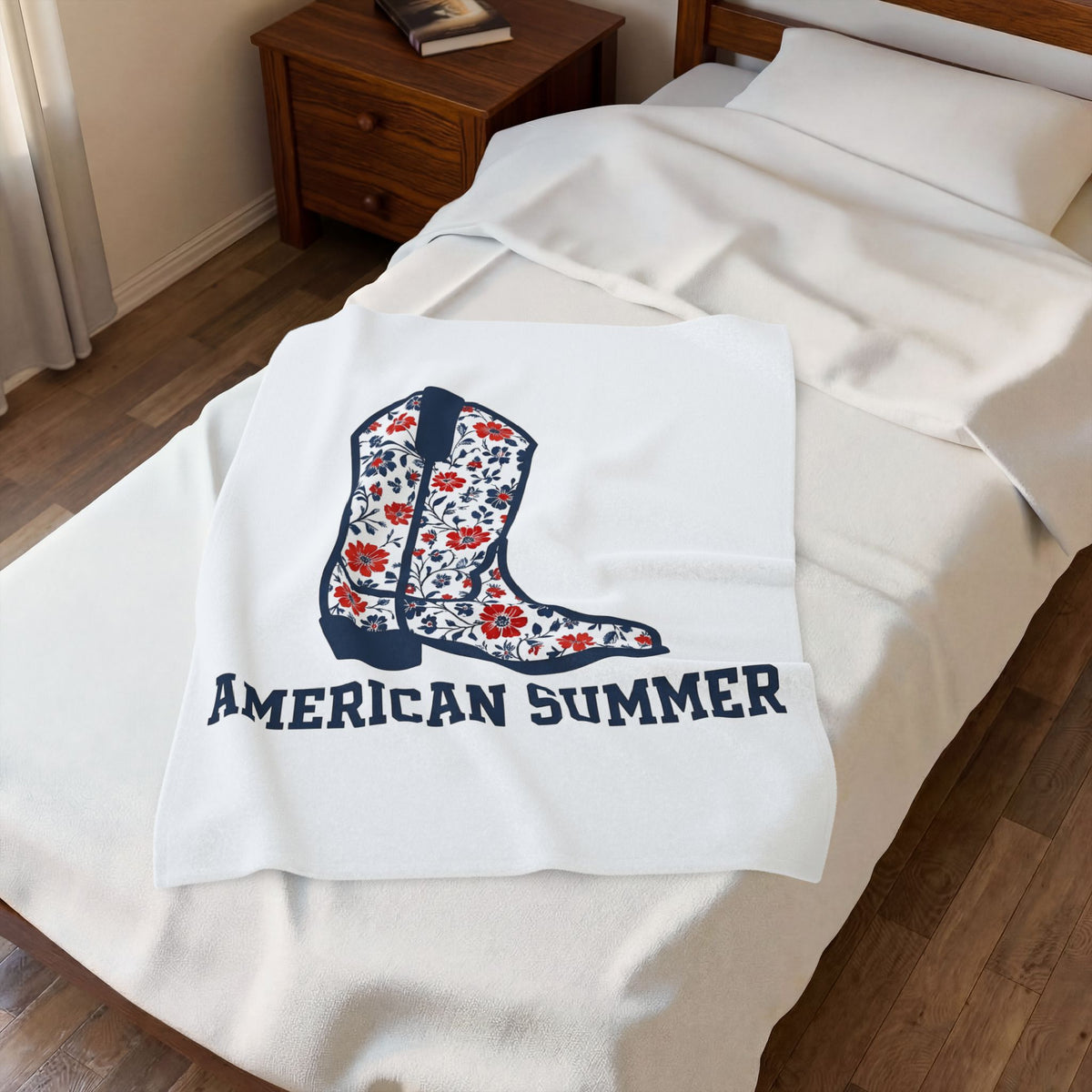 Western Boot America 4Th Of July Cowboy Gift Flower Boot Patriot Fan Floral Rodeo Blanket