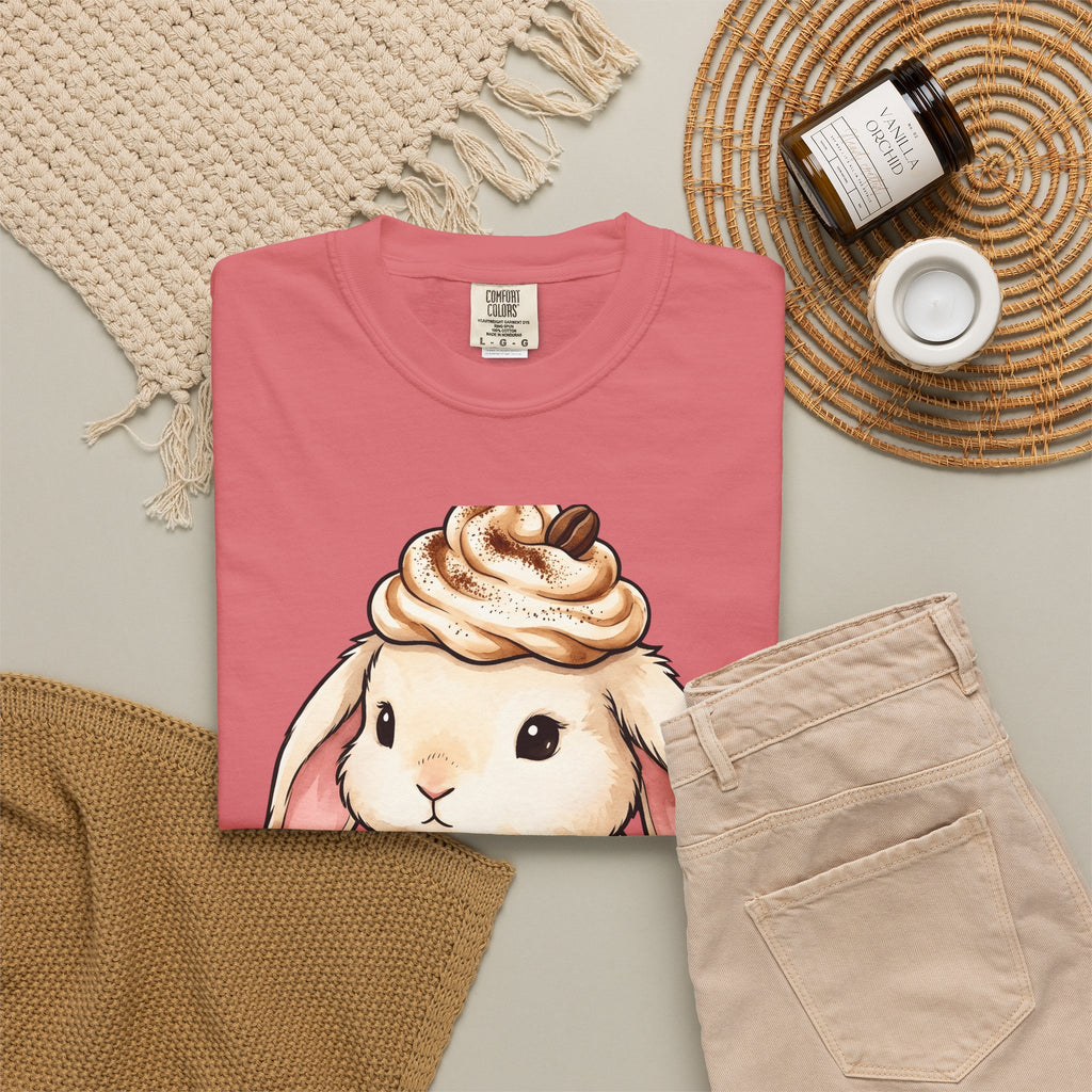 Bunny Espresso T-Shirt Coffee Wildlife Gift Women Adorable T-Shirt Rabbit Coffee T-Shirt Coffee Fan Animal Graphic T-Shirt Painterly Froth T-Shirt