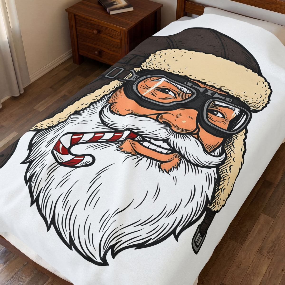 Santa Aviator Blanket Christmas Celebration Gift Women Comic Blanket Kris Kringle Blanket Xmas Fan Comic Art Blanket Party Graphic Retro Peppermint
