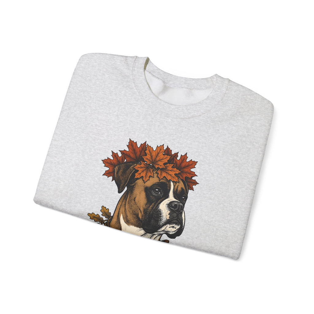 Boxer Puppy Sweatshirt Dog Autumn Gift Women Retro Sweatshirt Puppy Sweatshirt Dog Fan Pup Sweatshirt Fall Graphic Sketch Fall Leaves Sweatshirt