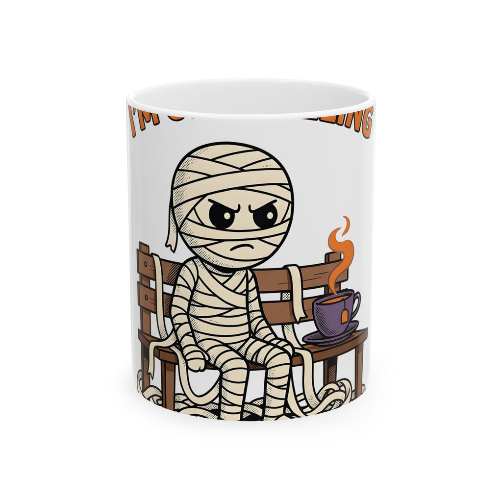 Mummy Halloween Joke Gift Comic Wrap Horror Fan Cartoon Pun Retro Teacup Mug
