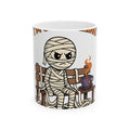 Mummy Halloween Joke Gift Comic Wrap Horror Fan Cartoon Pun Retro Teacup Mug