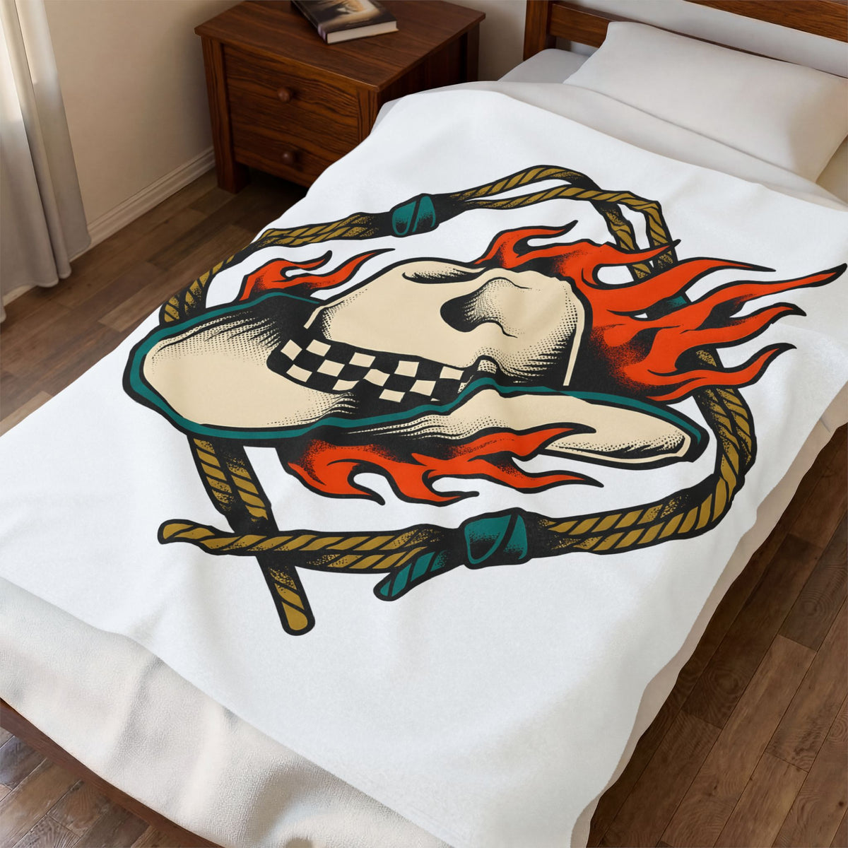 Cowboy Hat Blanket Cowgirl Western Gift Women Tattoo Art Blanket Stetson Blanket Rodeo Fan Tattooed Blanket Country Graphic Vintage Flames Blanket
