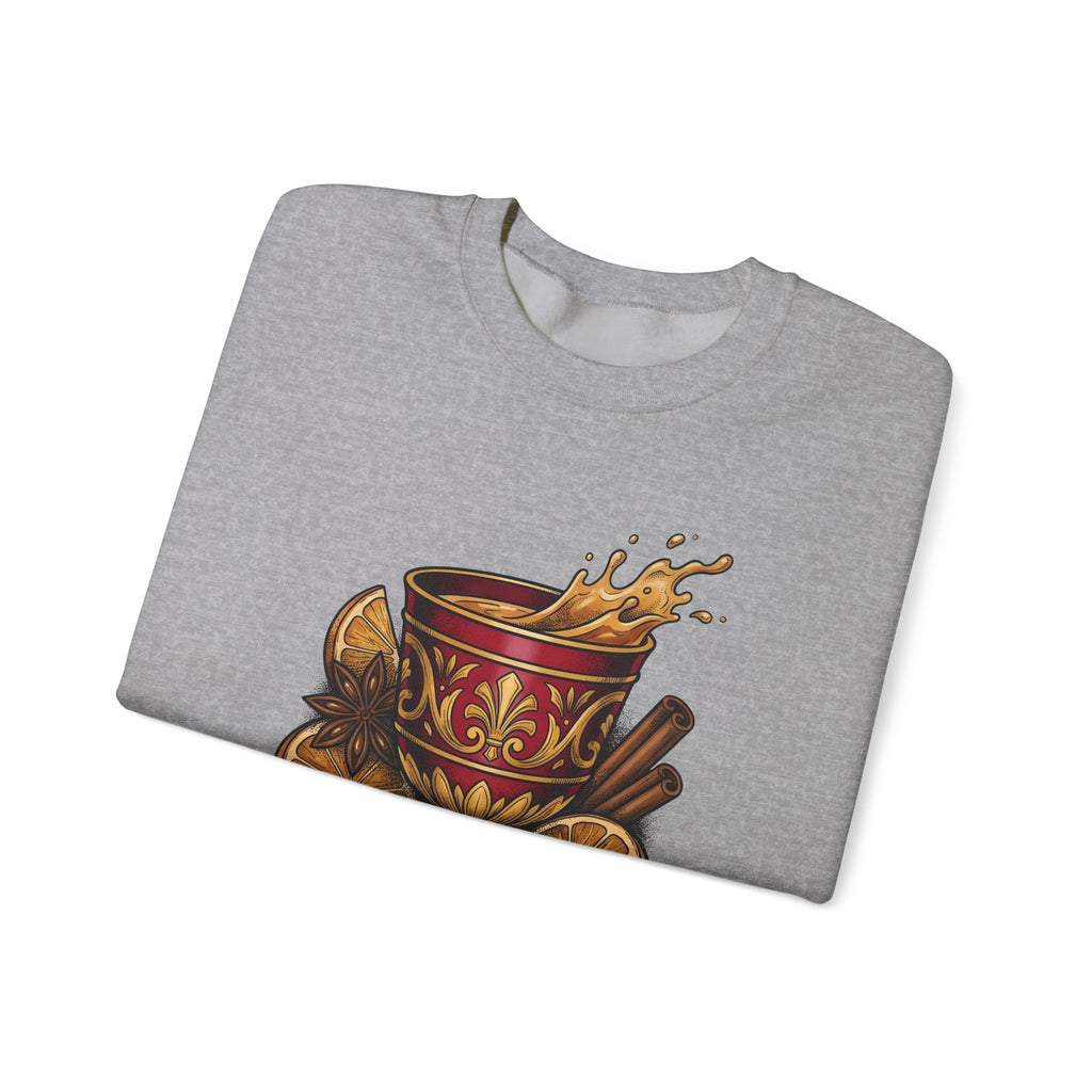 Hot Spiced Drink Holiday Yuletide Gift Farmhouse Mulled Wine Christmas Fan Rustic Winter Outline Sweatshirt