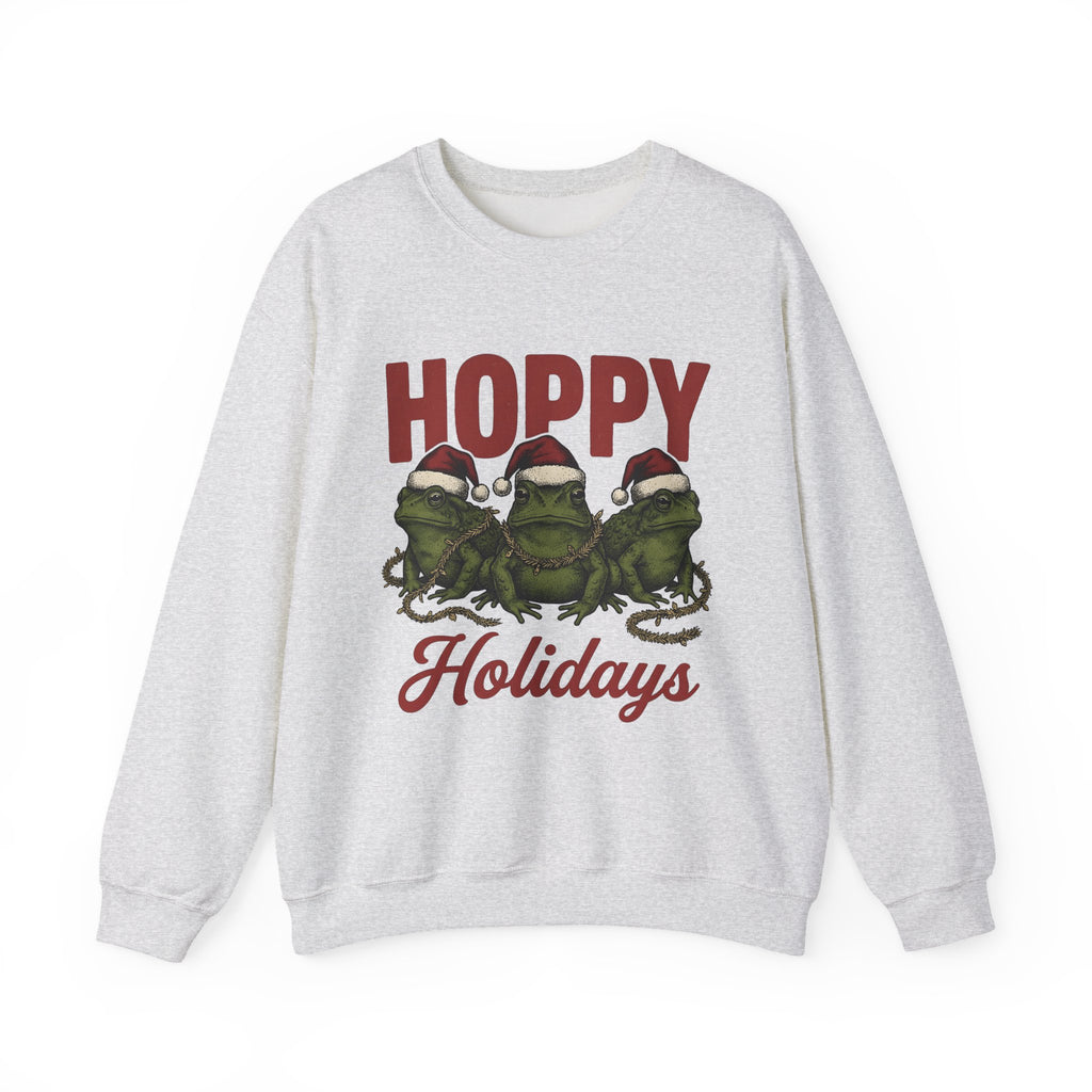 Frog Holiday Hats Christmas Wildlife Gift Hand Drawn Toad Xmas Fan Illustrated Animal Line Sweatshirt