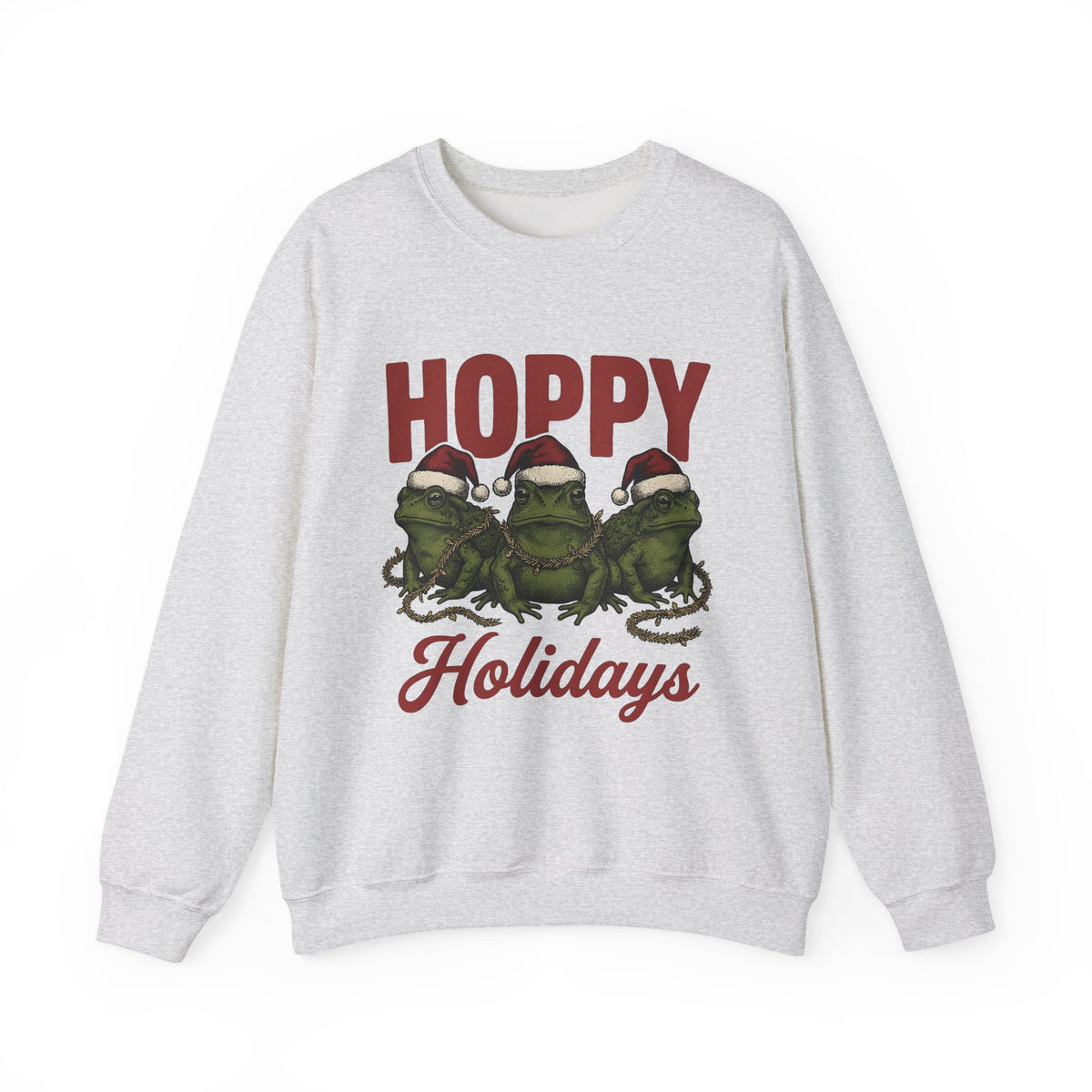 Frog Holiday Hats Christmas Wildlife Gift Hand Drawn Toad Xmas Fan Illustrated Animal Line Sweatshirt