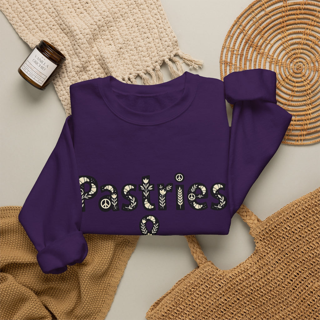 Pastry Peace Logo Sweatshirt Desserts Bakery Gift Women Fun Sweatshirt Pastry Logo Sweatshirt Sweets Fan Retro Sweatshirt Bakery Design Vintage Flower Sweatshirt