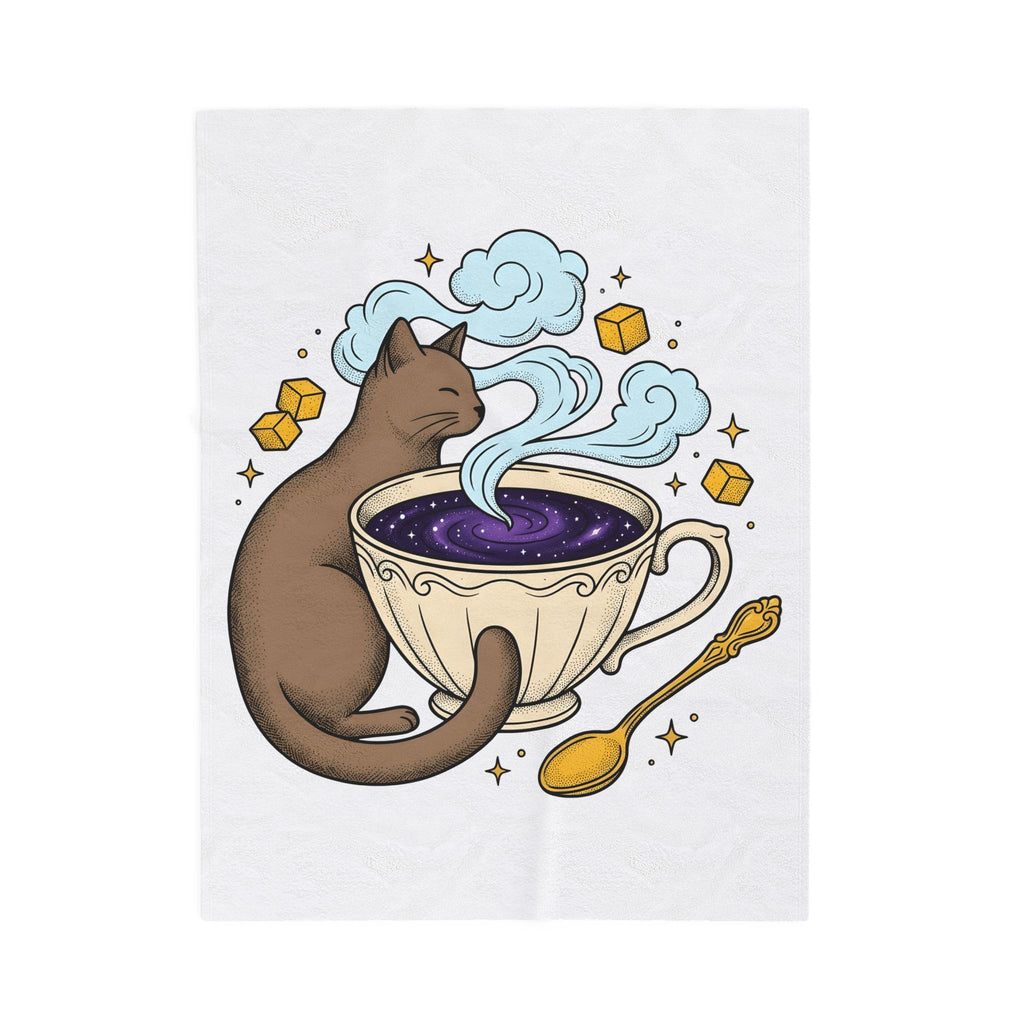 Kitty Coffee Cup Blanket Cat Cappuccino Gift Women Sketch Blanket Coffee Blanket Blanket Cat Fan Coffee Drawing Blanket Line Art Sugar Cubes Blanket