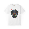 Dachshund Dog T-Shirt Dog Holiday Gift Women Realistic T-Shirt Wiener Dog T-Shirt Dog Fan Photorealistic T-Shirt Christmas Graphic Hand Drawn