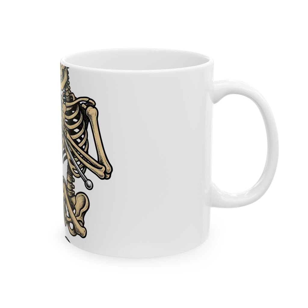 Bones Knitting Mug Halloween Alternative Gift Women Old School Tattoo Mug Skeleton Mug Horror Fan Traditional Mug Gothic Graphic