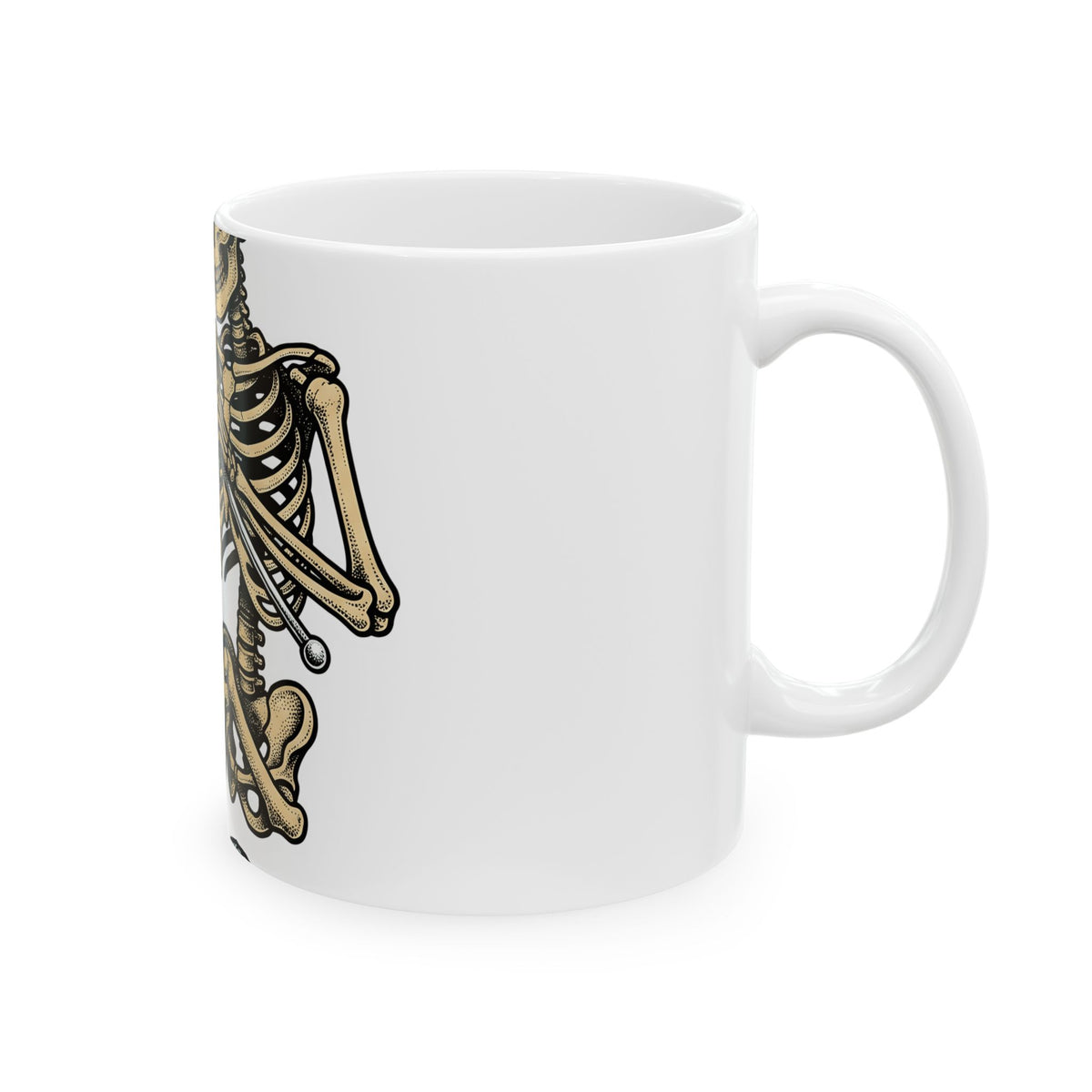 Bones Knitting Mug Halloween Alternative Gift Women Old School Tattoo Mug Skeleton Mug Horror Fan Traditional Mug Gothic Graphic