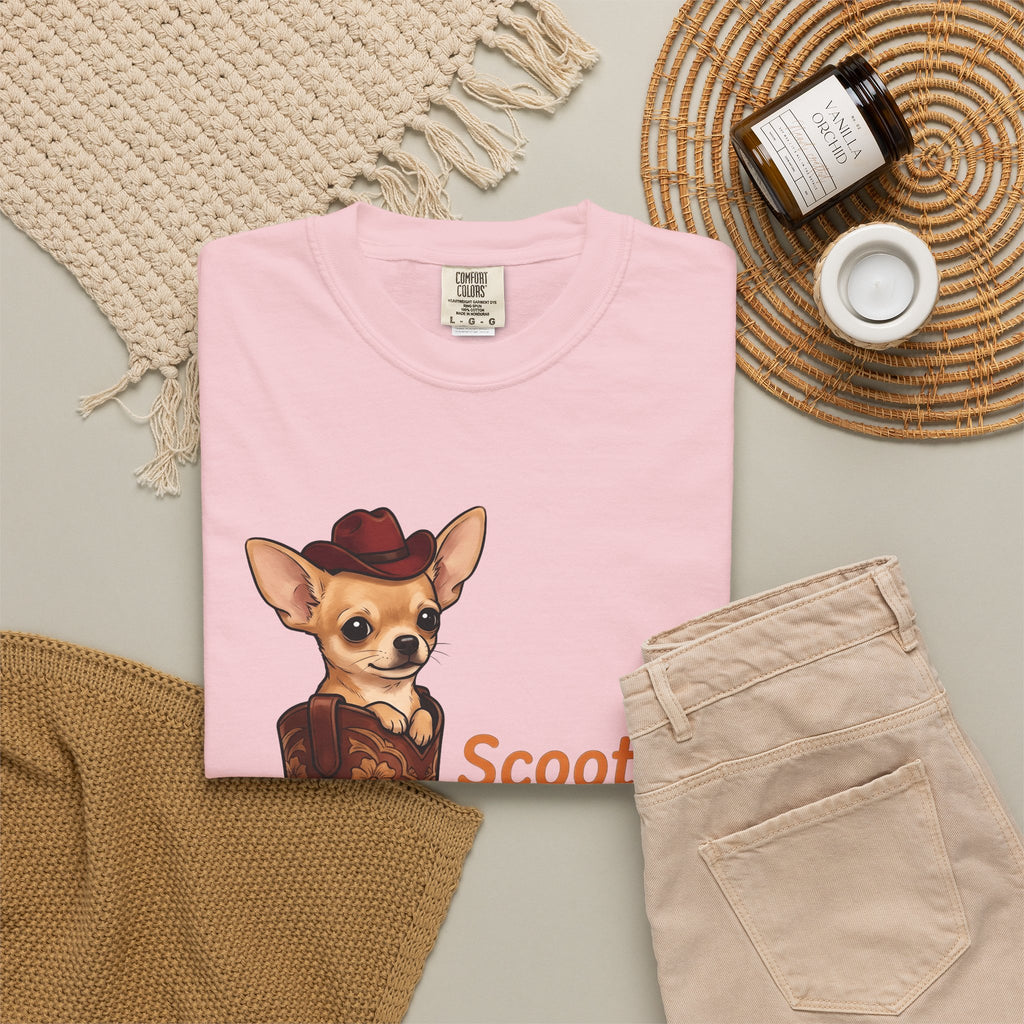 Chihuahua Cowboy T-Shirt Dog Country Gift Women Hand Drawn T-Shirt Puppy T-Shirt Dog Fan Illustrated T-Shirt Country Graphic Rustic Cowboy Boot
