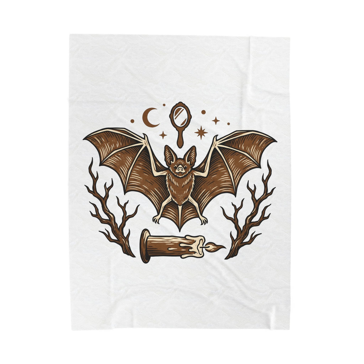 Bat Drawing Blanket Boho Chic Magic Gift Women Creepy Blanket Bat Blanket Bohemian Fan Spooky Blanket Mystical Graphic Sketch Taper Candle Blanket