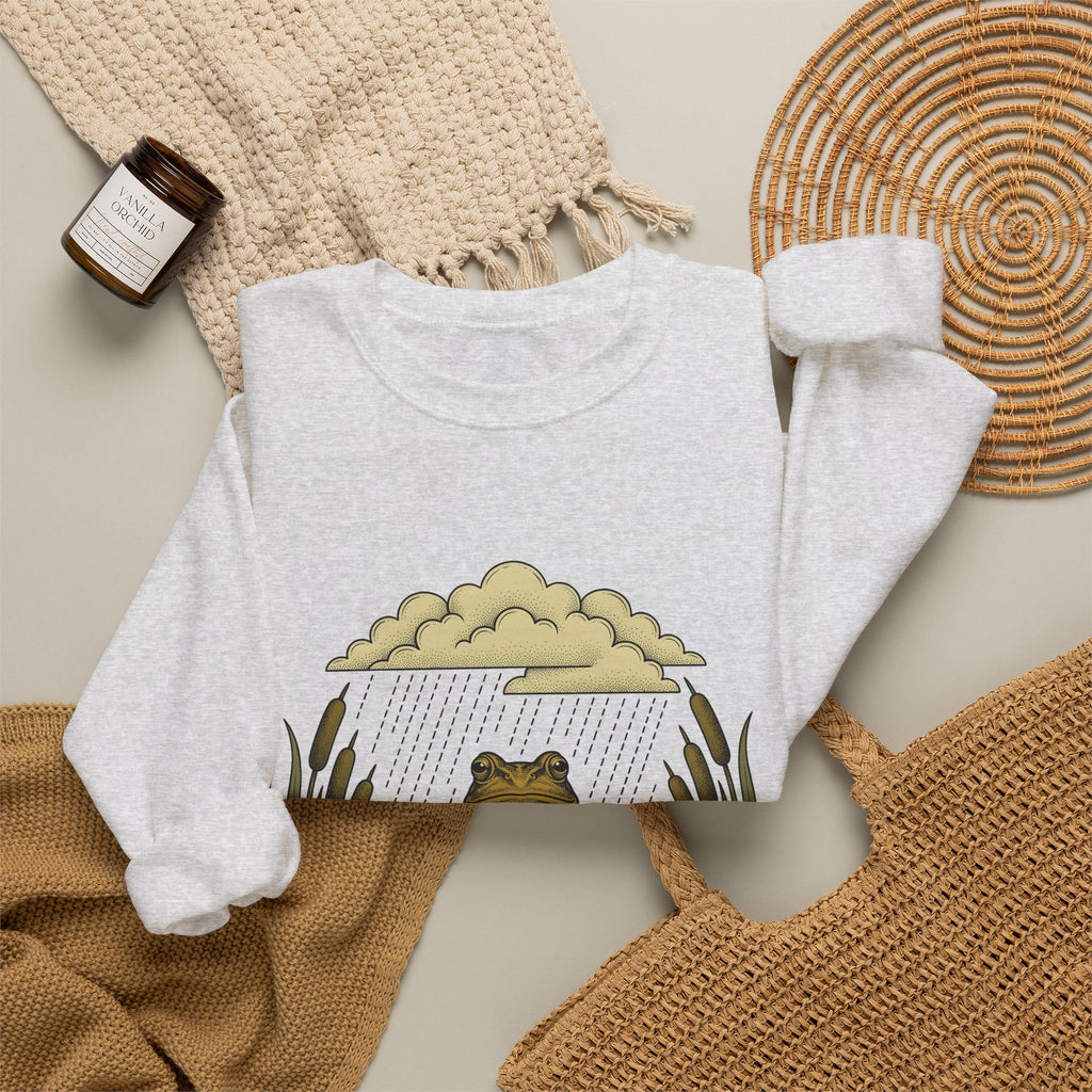 Frog Drawing Sweatshirt Boho Chic Flora Gift Women Garden Sweatshirt Toad Sweatshirt Bohemian Fan Botanical Sweatshirt Floral Graphic Classic Pond Flower