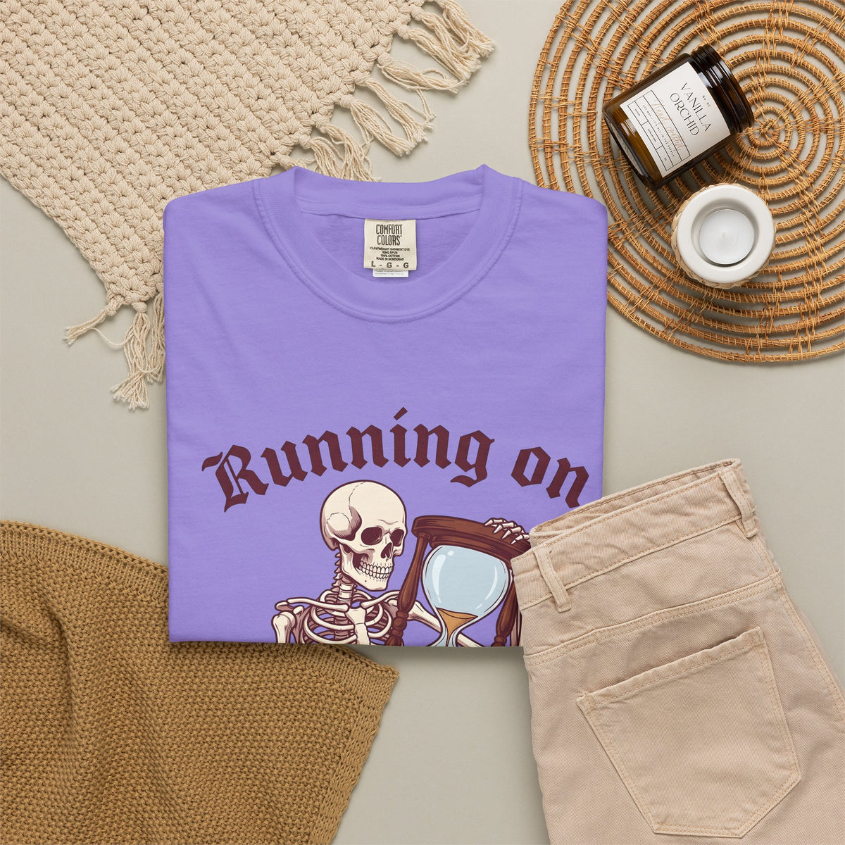 Skeleton Hourglass T-Shirt Funny Goth Gift Women Cartoon T-Shirt Timeglass T-Shirt Humor Fan Comic T-Shirt Dark Graphic Vintage Sand T-Shirt