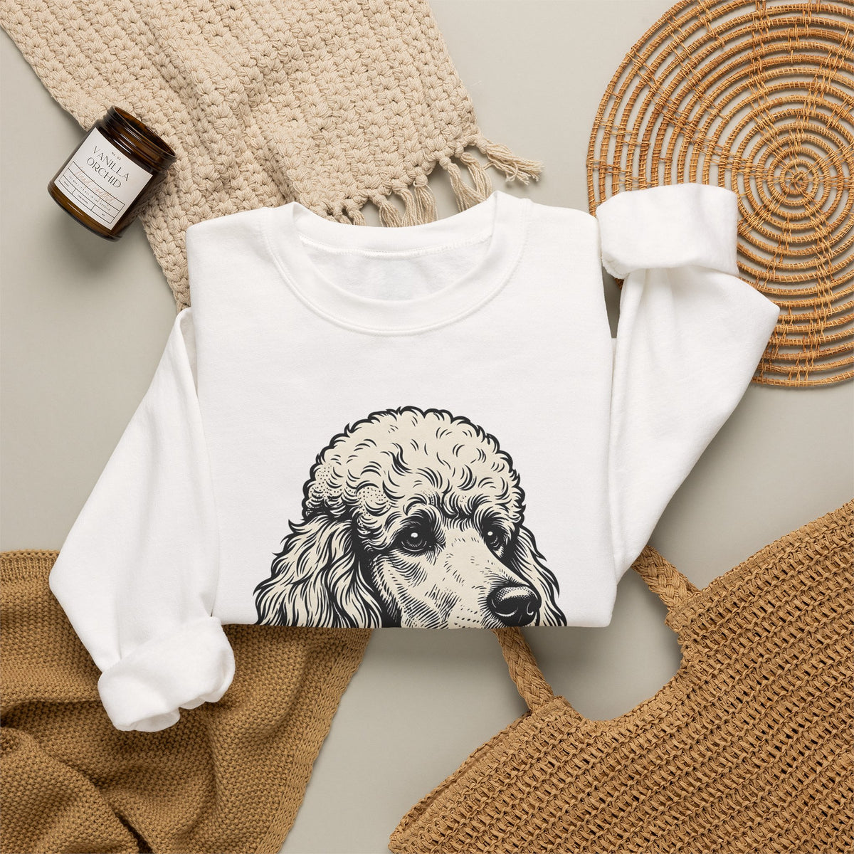 Poodle Dog Sweatshirt Dog Creatures Gift Women Shabby Chic Sweatshirt Poodle Sweatshirt Dog Fan Canine Graphic Sweatshirt Vintage Design Sweatshirt Line Art Floral