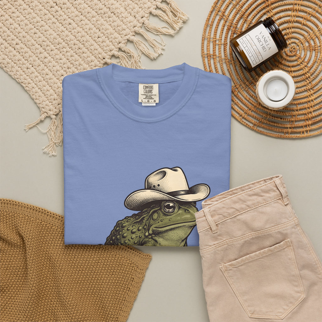 Rodeo Frog T-Shirt Cowgirl Ranch Gift Women Classic T-Shirt Toad T-Shirt Cowgirl Fan Vintage T-Shirt Farm Graphic Line Art Metal Horseshoe T-Shirt