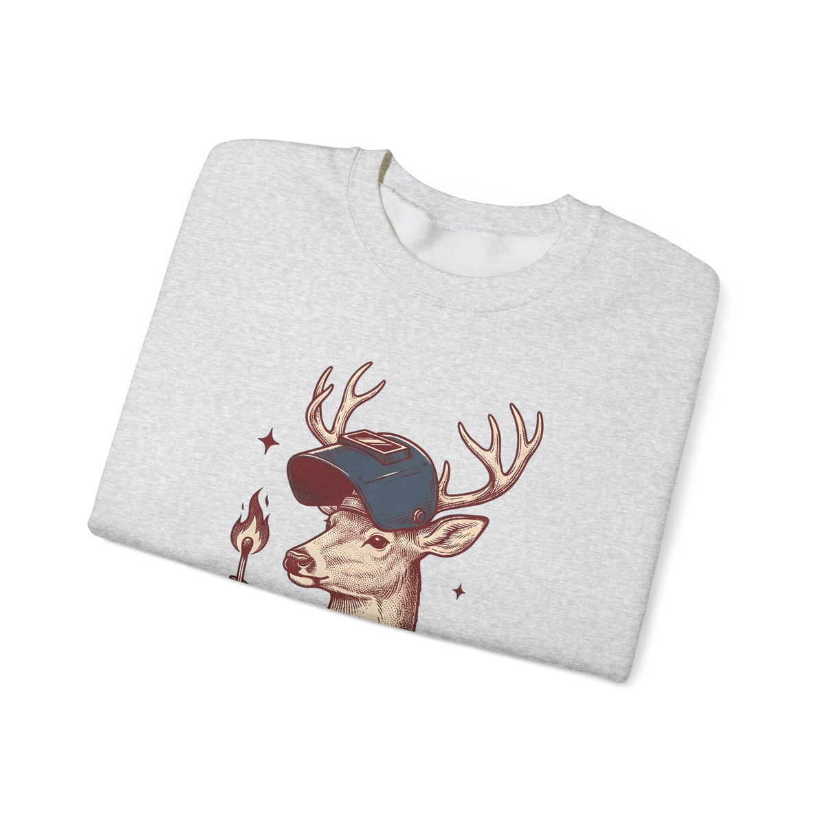 Horned Deer Welding Face Shield Sweatshirt Funny Nature Gift Women Antique Sweatshirt Welding Mask Sweatshirt Humor Fan Vintage Sweatshirt Wildlife Graphic