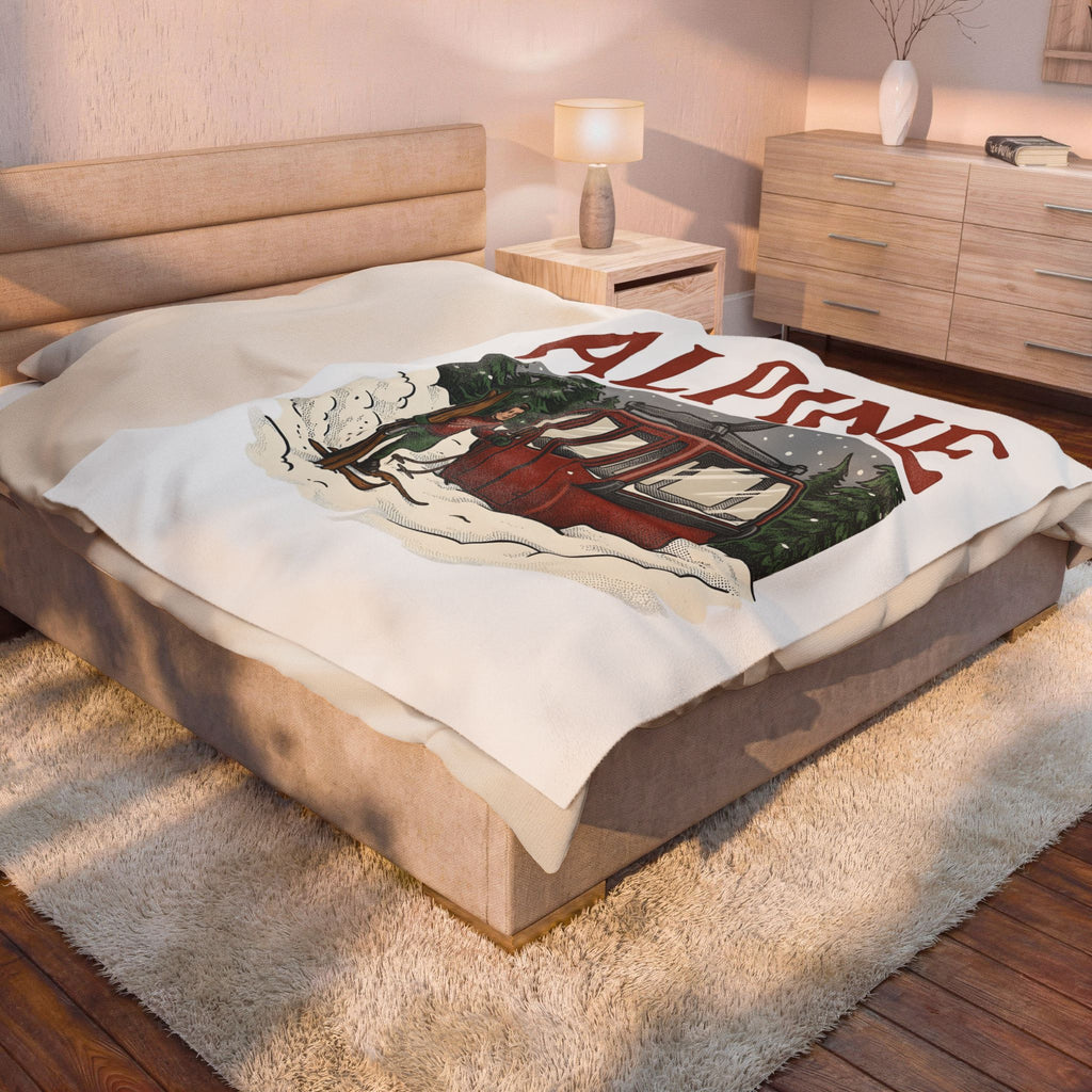 Ski Lift Blanket Christmas Winter Gift Women Vintage Blanket Chairlift Blanket Holiday Fan Retro Blanket Frosty Graphic Hand Drawn Evergreen Trees