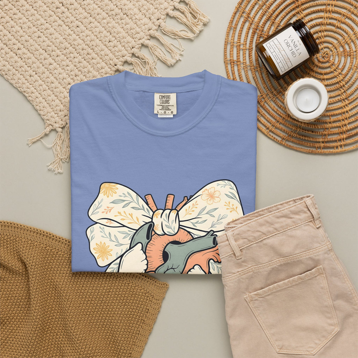 Realistic Heart T-Shirt Nurses Medicine Gift Women Flower T-Shirt Heart T-Shirt Nurse Enthusiast Floral T-Shirt Medical Graphic Classic Knot T-Shirt