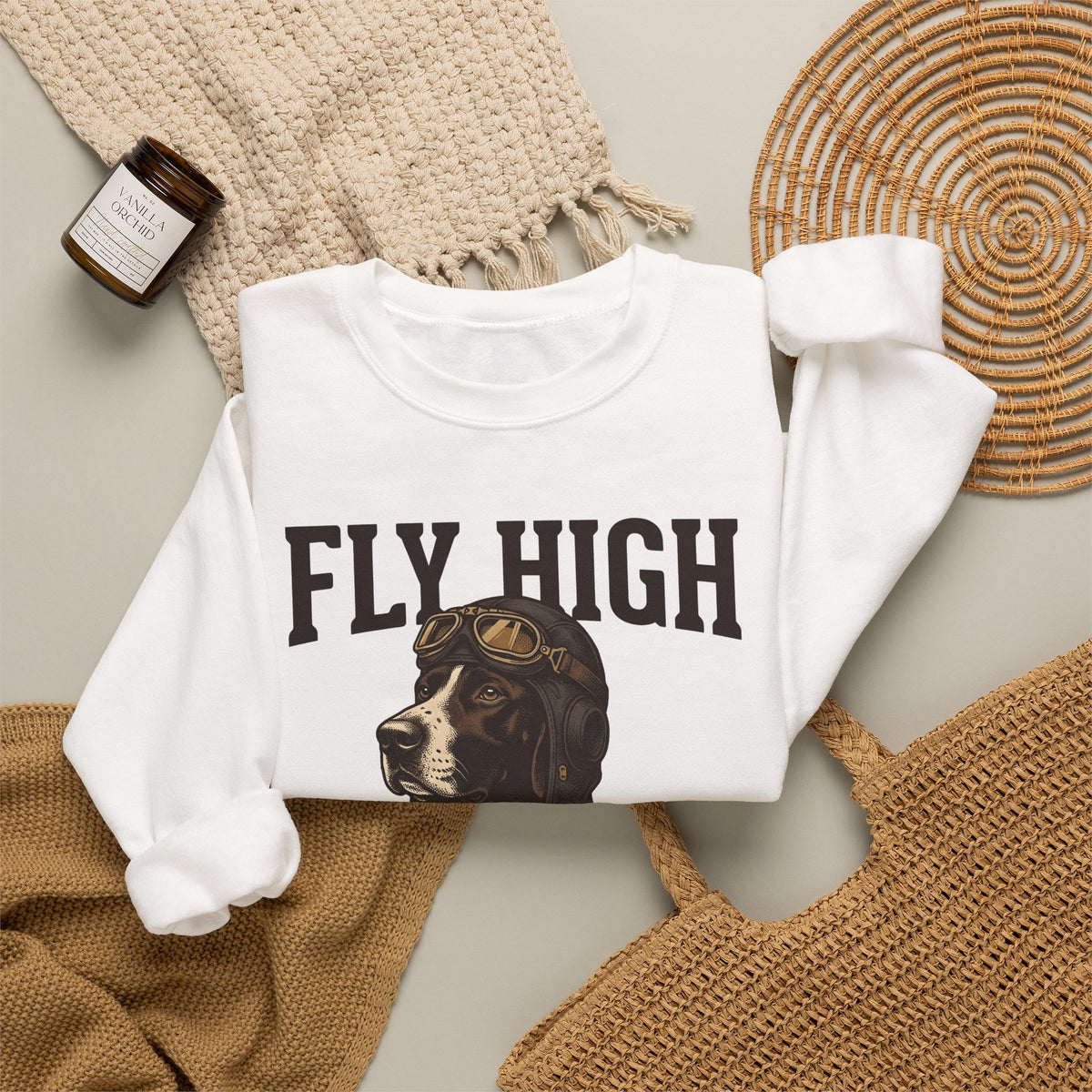 Flying Dog Sweatshirt Dog Travel Gift Women Retro Sweatshirt Canine Sweatshirt Dog Fan Vintage Sweatshirt Adventure Graphic Heritage Navigation Sweatshirt