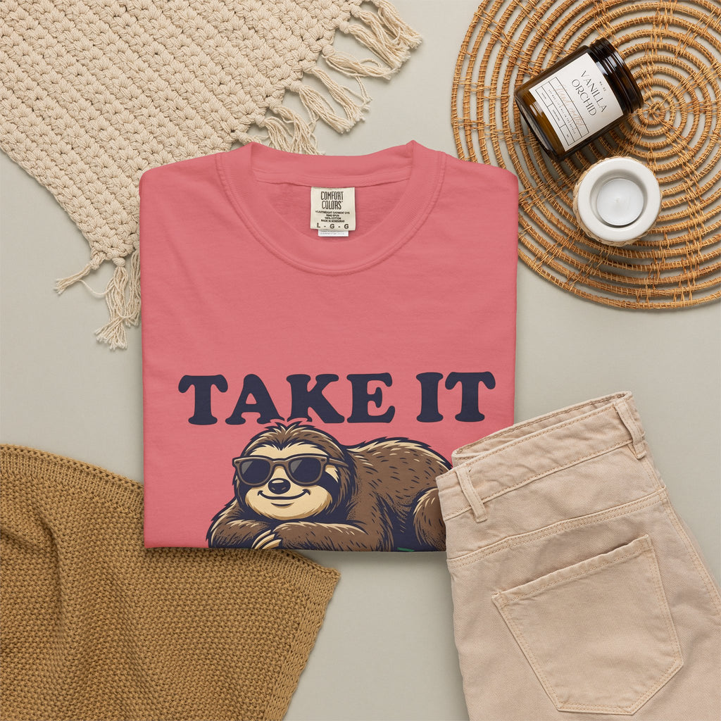 Sloth Shades T-Shirt Funny Wildlife Gift Women Comic T-Shirt Cool Shades T-Shirt Humor Fan Cartoon T-Shirt Animal Graphic Vintage Tropical Leaf