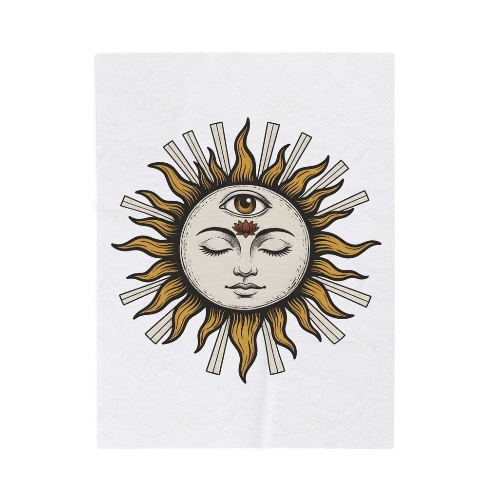 Sun Head Blanket Celestial Metaphysical Gift Women Hippie Blanket Solar Head Blanket Galaxy Fan Cosmic Blanket Bohemian Blanket Spiritual Graphic Retro