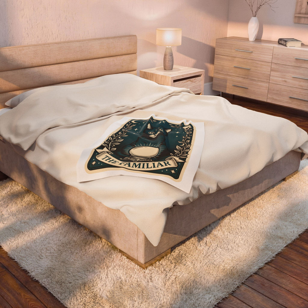 Mystic Cat Blanket Boho Chic Witchcraft Gift Women Tarot Blanket Kitty Blanket Bohemian Fan Occult Graphic Vintage Crystal Ball Blanket