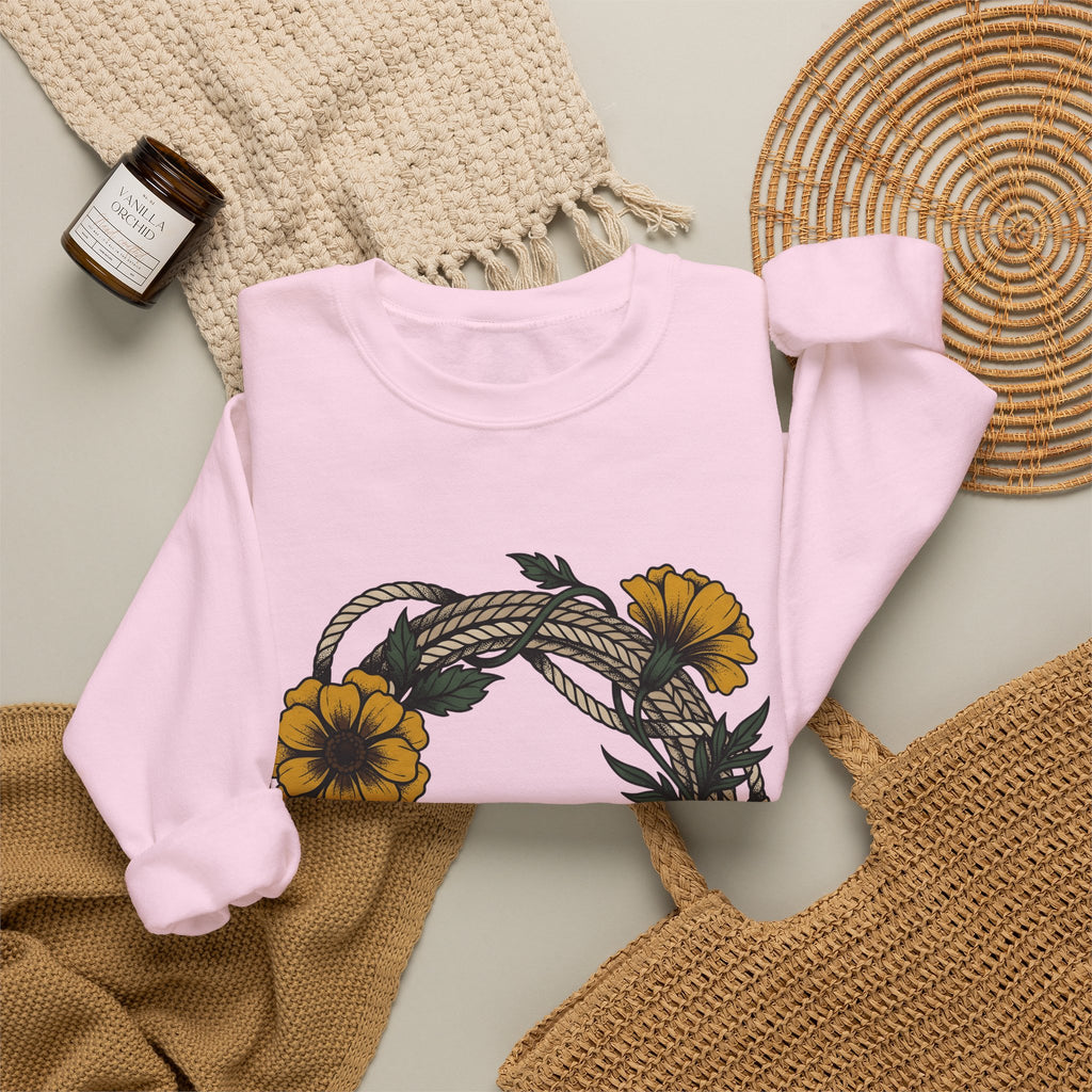 Cord Blossom Circle Sweatshirt Cowgirl Rustic Gift Women Sketch Sweatshirt Flower Circle Sweatshirt Cowgirl Fan Doodle Sweatshirt Country Graphic Hand Drawn