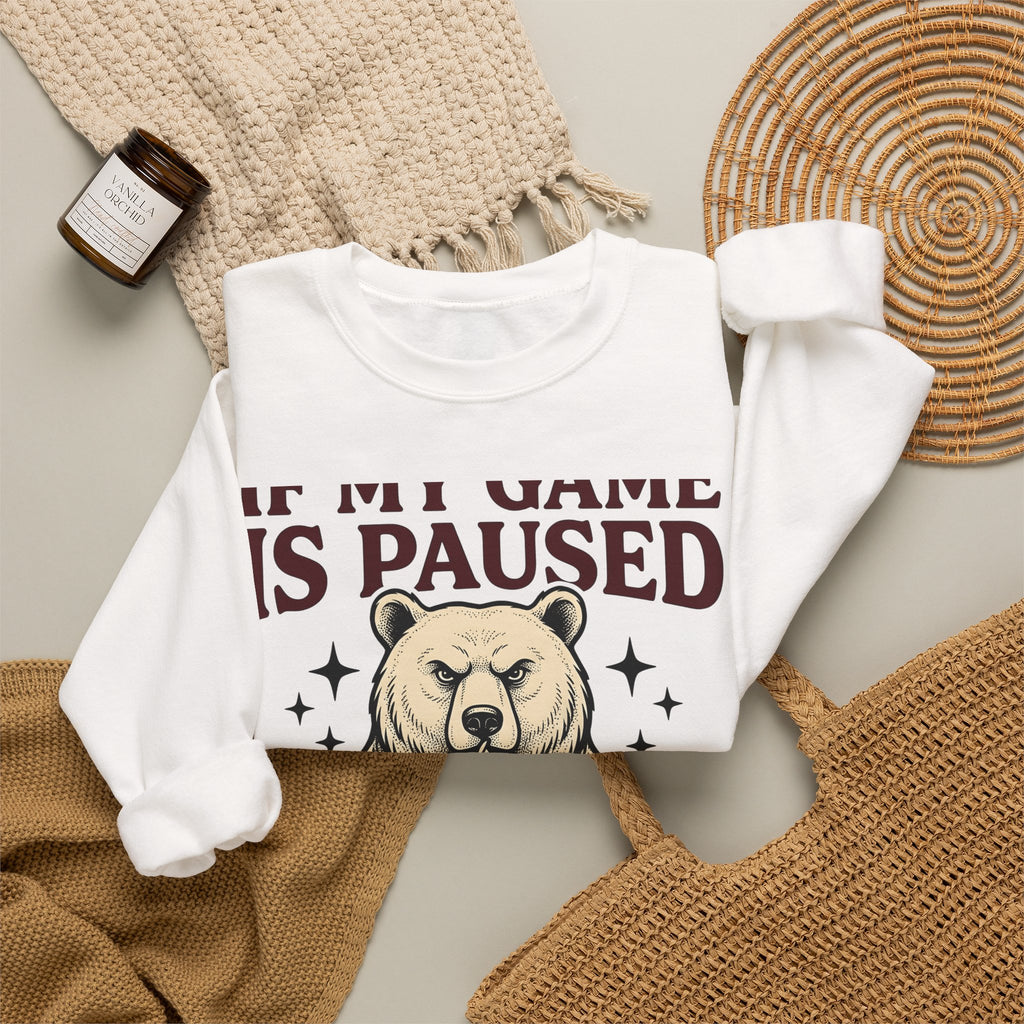 Gamer Bear Gaming Creature Gift Cartoon Teddy Gamer Fan Comic Creature Old School Controller Sweatshirt