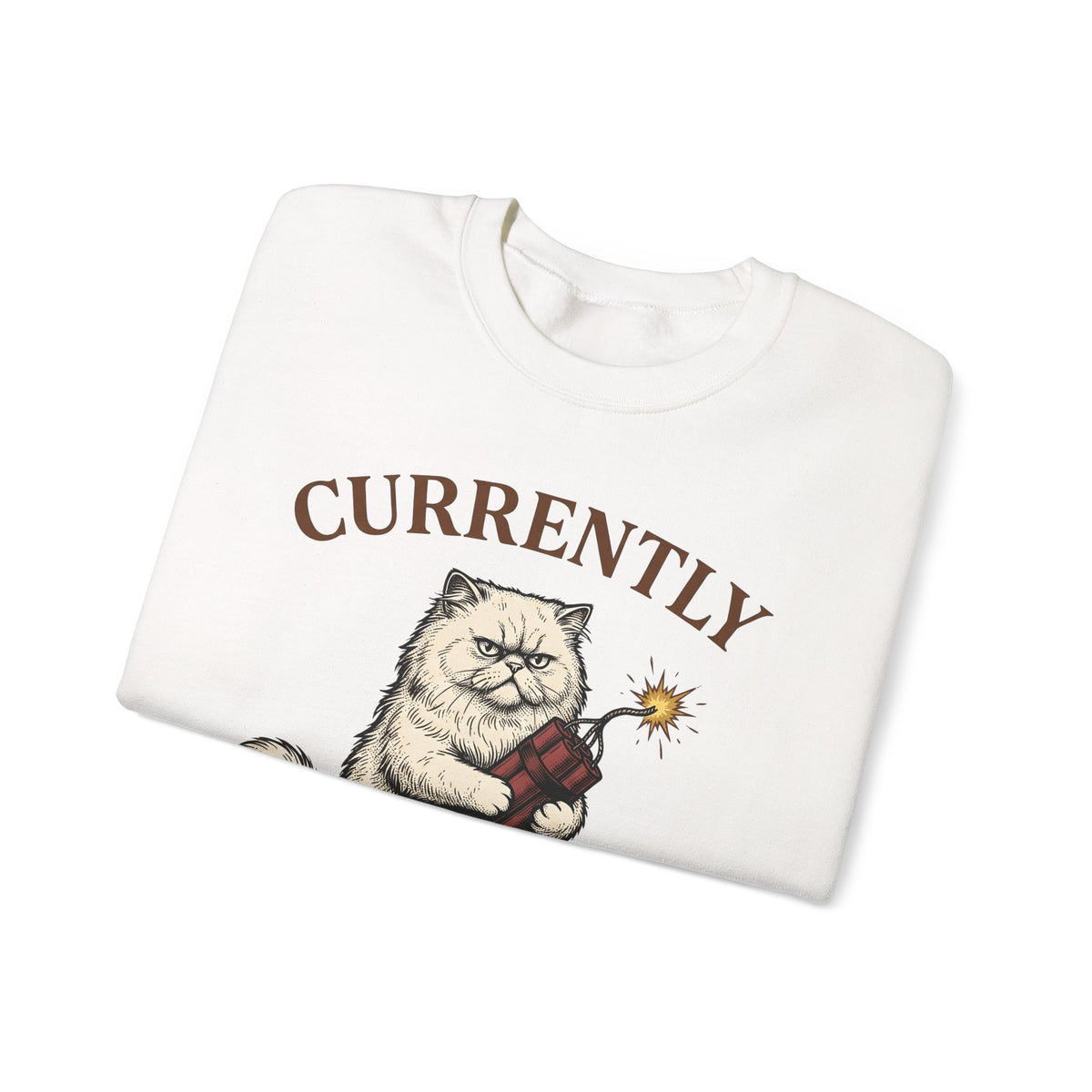 Upset Cat Sweatshirt Funny Wildlife Gift Women Old School Sweatshirt Angry Cat Sweatshirt Humor Fan Vintage Sweatshirt Animal Graphic Doodle Explosion Sweatshirt