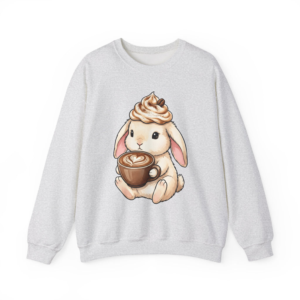 Bunny Espresso Sweatshirt Coffee Wildlife Gift Women Adorable Sweatshirt Rabbit Coffee Sweatshirt Coffee Fan Animal Graphic Sweatshirt Painterly Froth Sweatshirt