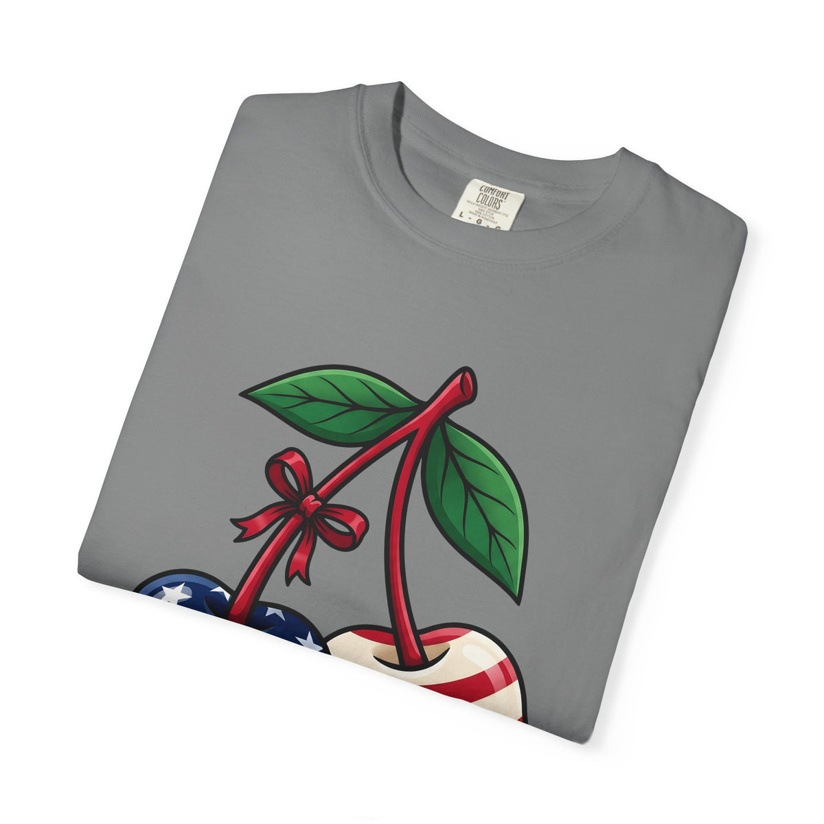 American Cherries 4Th Of July Beach Gift Comic Cherry Independence Day Fan Cartoon Coastal T-Shirt