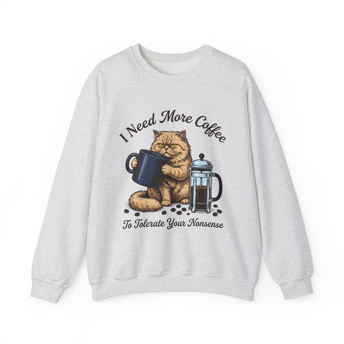 Cranky Cat Sweatshirt Cat Latte Gift Women Old School Sweatshirt Grumpy Cat Sweatshirt Cat Fan Feline Sweatshirt Coffee Graphic Doodle Sweatshirt Sweatshirt