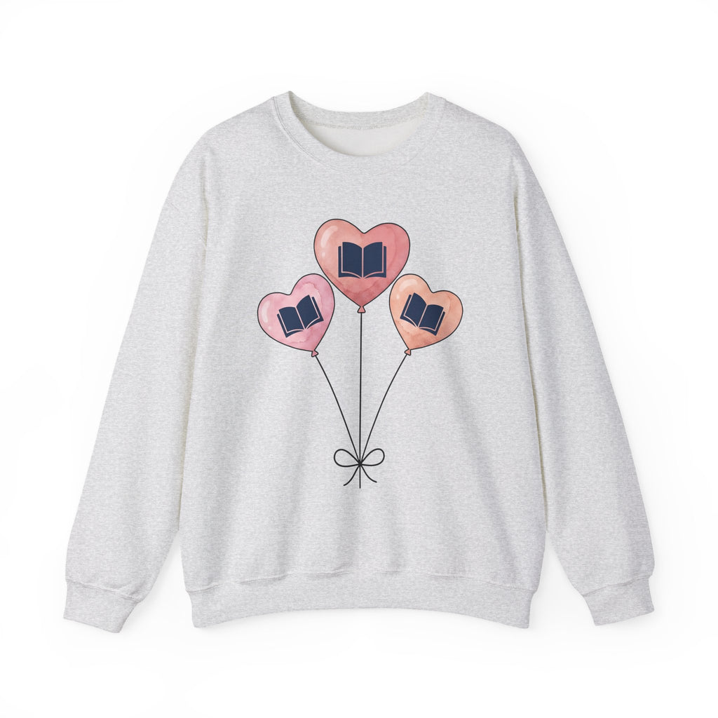 Love Balloon Sweatshirt Cute Books Gift Women Paint Sweatshirt Balloon Sweatshirt Adorable Fan Artistic Sweatshirt Literary Graphic Sketch Novel Sweatshirt