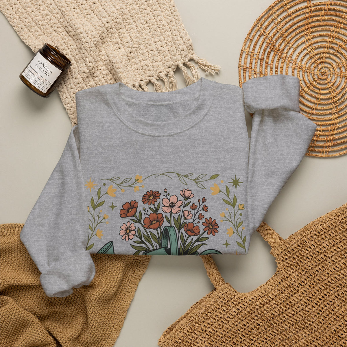Watering Can Bouquet Sweatshirt Teacher Horticulture Gift Women Line Art Sweatshirt Flower Arrangement Sweatshirt Educator Enthusiast Illustration Design