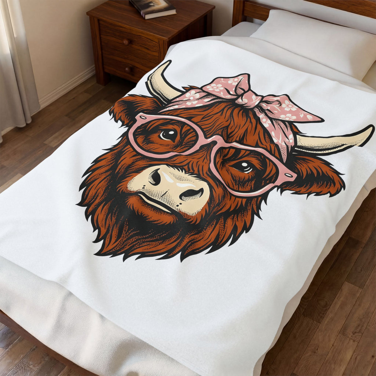Hairy Cow Blanket Highland Cow Pet Gift Women Sketch Blanket Furry Cow Blanket Highland Cattle Fan Drawing Graphic Blanket Cartoon Shades Blanket