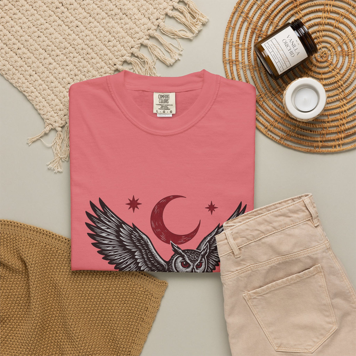 Moon Owl T-Shirt Gothic Creatures Gift Women Classic T-Shirt Owl T-Shirt Dark Fan Vintage T-Shirt Beast Graphic Ink Shines T-Shirt