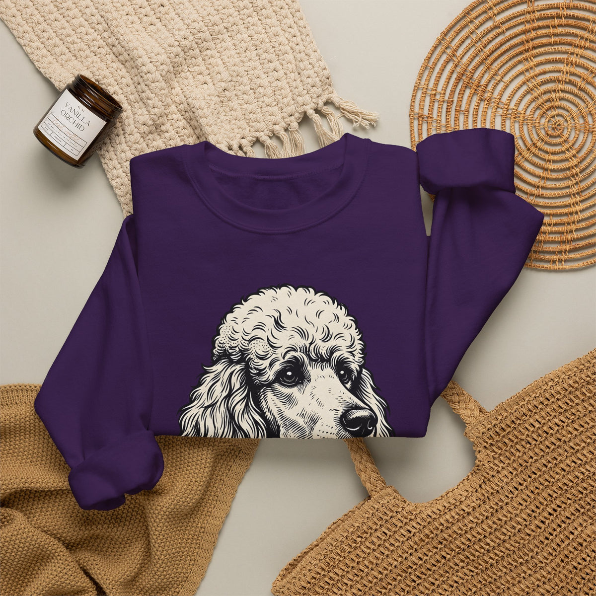 Poodle Dog Sweatshirt Dog Creatures Gift Women Shabby Chic Sweatshirt Poodle Sweatshirt Dog Fan Canine Graphic Sweatshirt Vintage Design Sweatshirt Line Art Floral