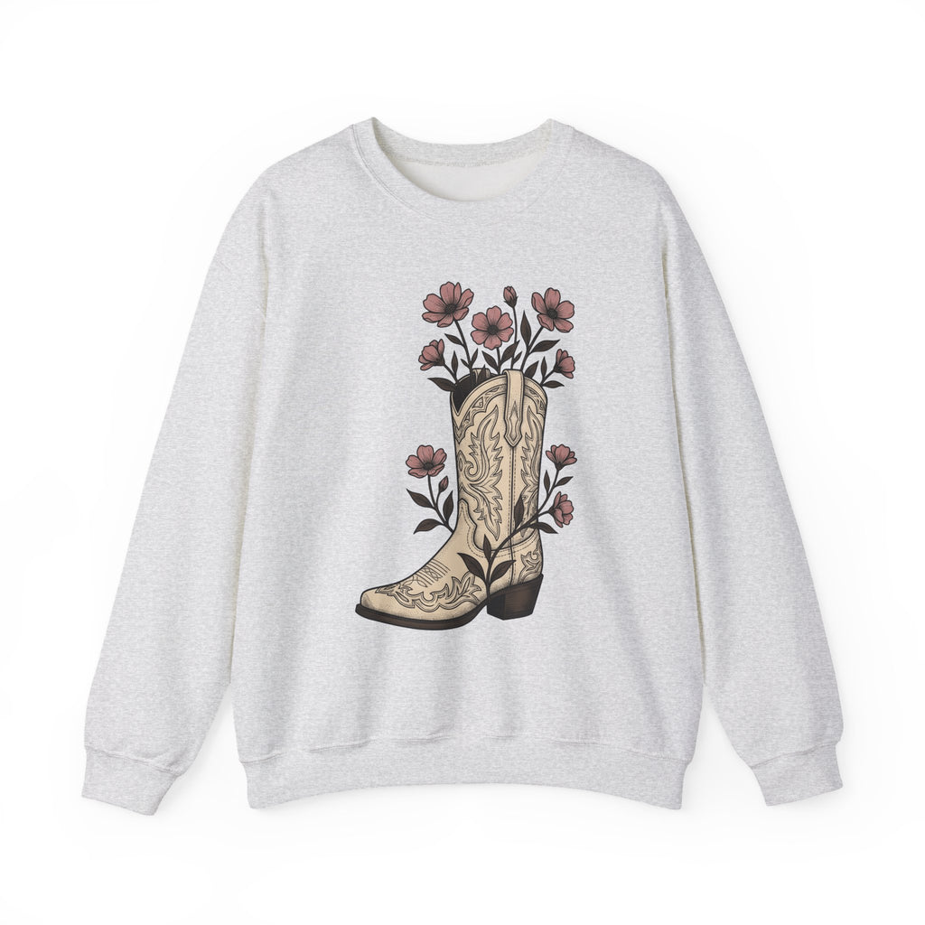 Leather Boot Sweatshirt Moms Ranch Gift Women Southwestern Sweatshirt Boot Sweatshirt Mom Enthusiast Western Sweatshirt Farmhouse Graphic Sketch Bouquet Sweatshirt